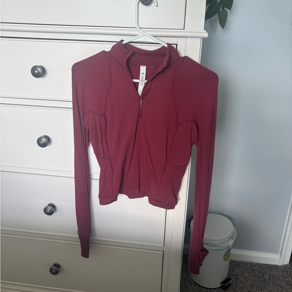 Lululemon Athletica Maroon Zip-Up Shirt